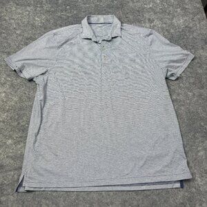 Johnnie O Polo Shirt Mens XXL Blue White Striped Stretch Short Sleeve Golf